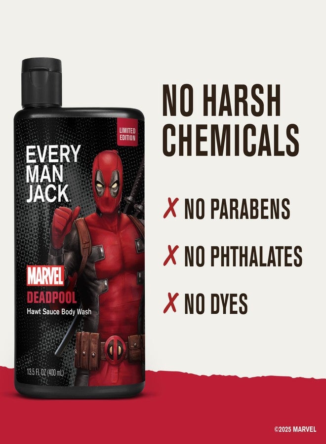 Every Man Jack Deadpool Body Wash Gift for Men – Plant-Based Cleansers & Moisturizers – Paraben & Dye Free – 13.5 fl oz (2 Pack) - Image 5